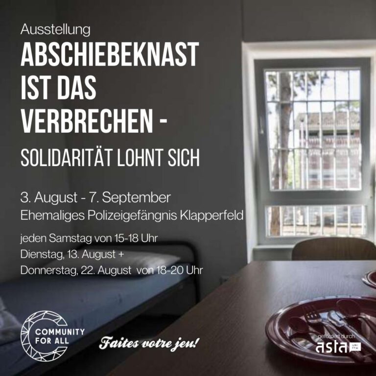 Ausstellung „Abschiebeknast ist das Verbrechen – Solidarität lohnt sich“